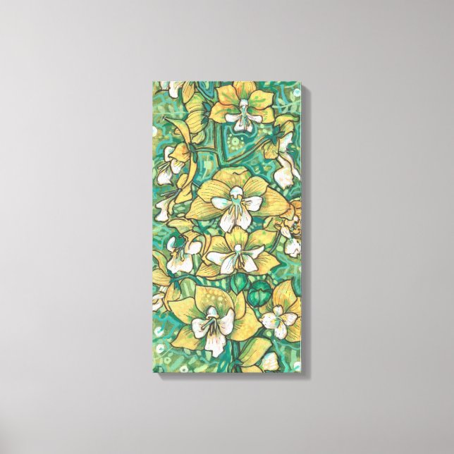 Yellow Orchid Tropical Flowers Floral Painting  Canvas Print (Front)