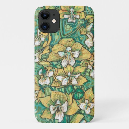 Yellow Orchid Tropical Flowers Floral Painting iPhone 11 Case
