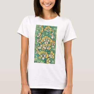 Yellow Orchid Tropical Flowers Floral Painting T-Shirt
