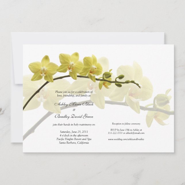 Yellow Orchids Customizable Wedding Invitation (Front)