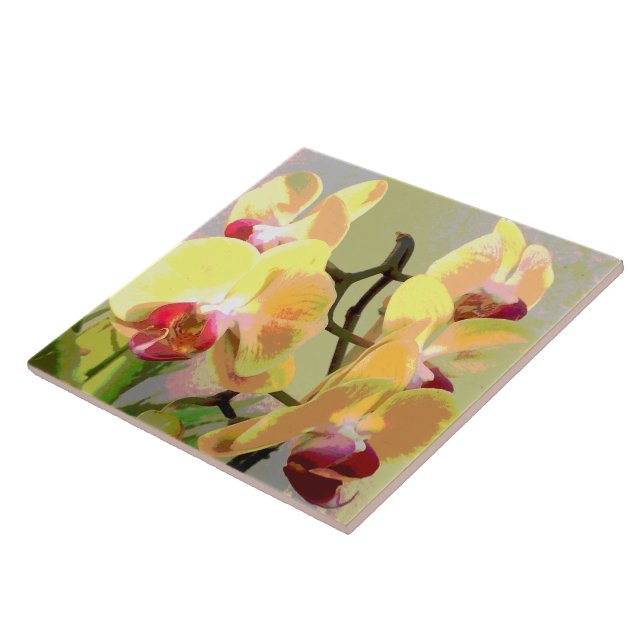 Yellow Orchids in the afternoon sun Ceramic Tile (Side)