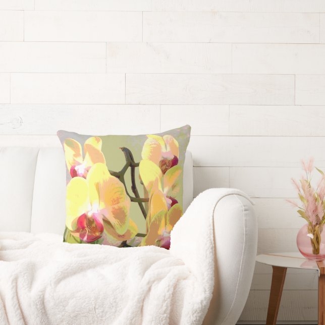 Yellow Orchids in the afternoon sun Throw Pillow (Couch)