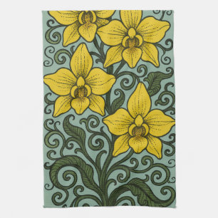 Yellow Orchids Kitchen Towel