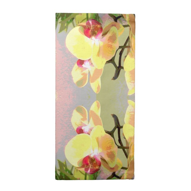 Yellow Orchids Pattern Cloth Napkin (Half Fold)