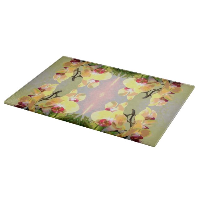 Yellow Orchids Pattern Cutting Board (Corner)