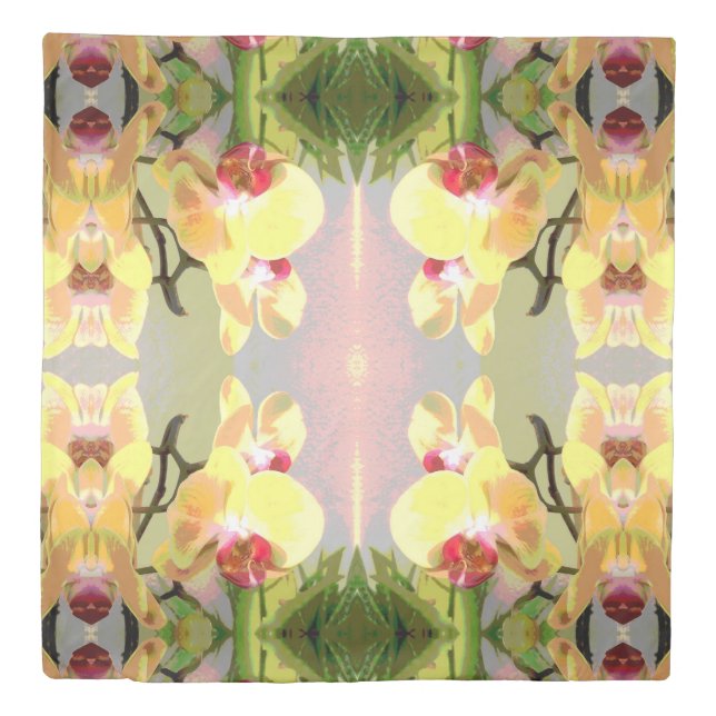 Yellow Orchids Pattern Duvet Cover (Front)