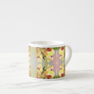 Yellow Orchids Pattern Espresso Cup