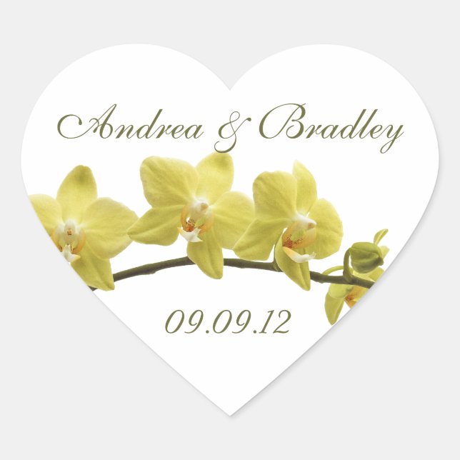 Yellow Orchids Wedding Envelope Seal Sticker (Front)
