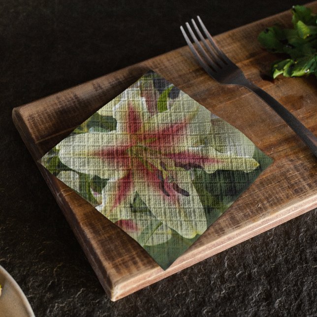 Yellow Orienpet Lily with Red Starburst Floral Napkins (Creator Uploaded)