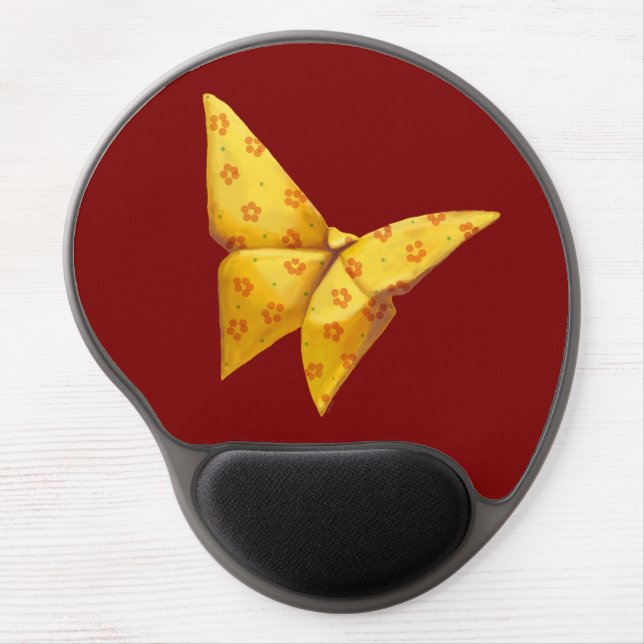 Yellow Origami Butterfly Gel Mouse Pad (Front)