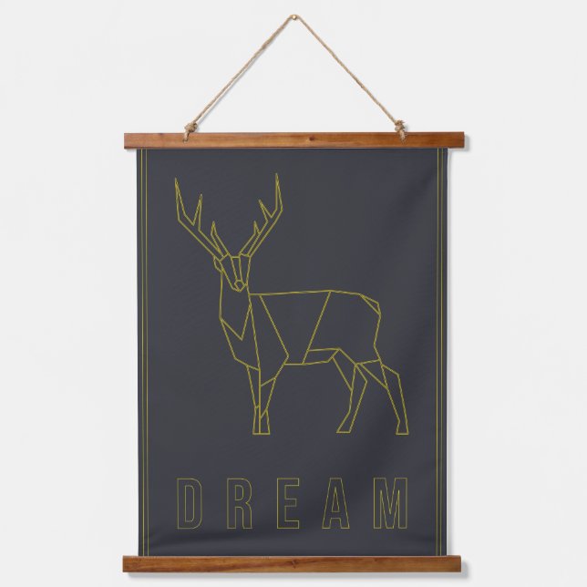 Yellow origami deer affirmation poster. dream  hanging tapestry (Front)