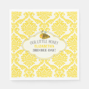Yellow Our Little Honey Bee Birthday Paper Napkins