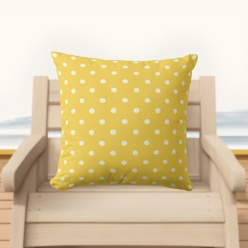 Yellow Outdoor Pillows  Cute Polka Dot Print