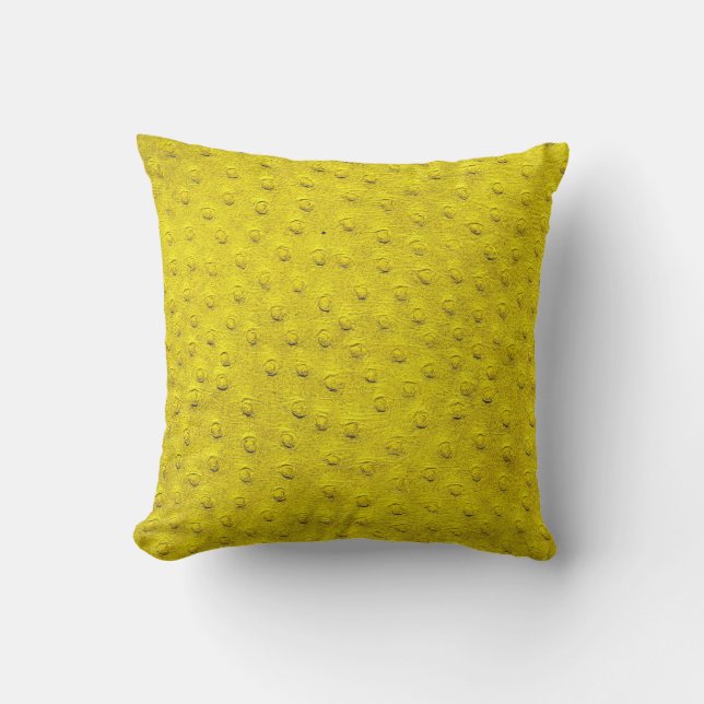 Yellow Oversized Ostrich Leather Grain Pillow (Front)
