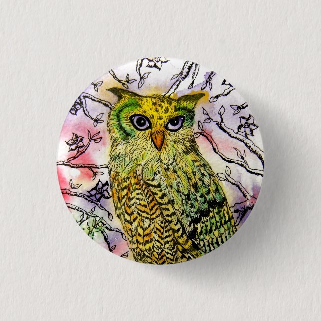 Yellow Owl Button (Front)
