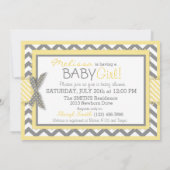 Yellow Owl Chevron Print Baby Shower Invitation (Back)