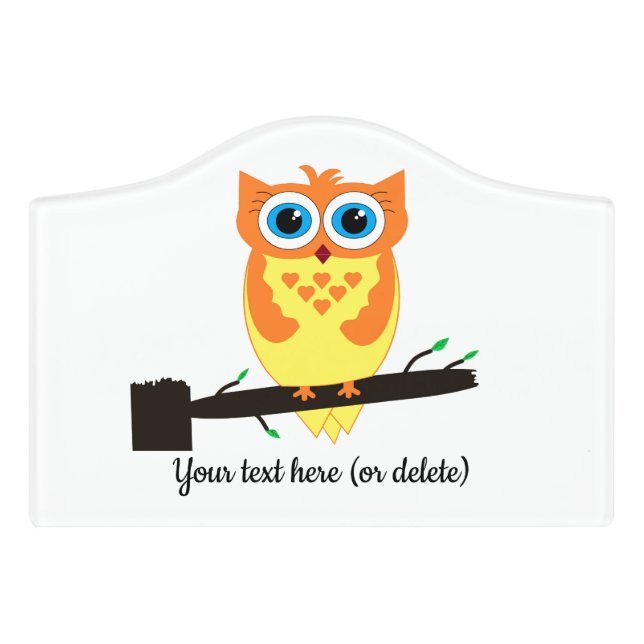 Yellow owl Door sign (Small Crest Front)