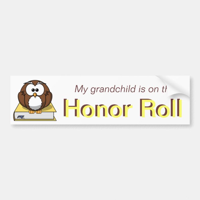 Yellow Owl Grandchild Honor Roll Bumper Sticker (Front)