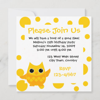 Yellow Owl Invitation