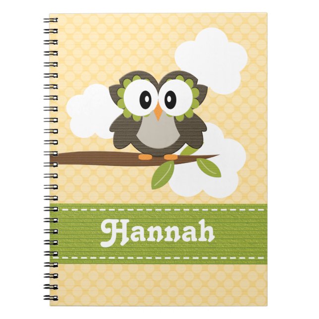 Yellow Owl Spiral Notebook Journal (Front)