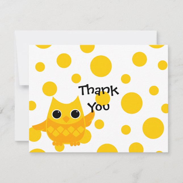 Yellow Owl Thank You Card (Front)