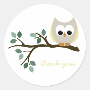 Yellow Owl Thank You Stickers