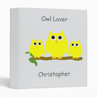 Yellow Owls Design Any Colour Background 3 Ring Binder