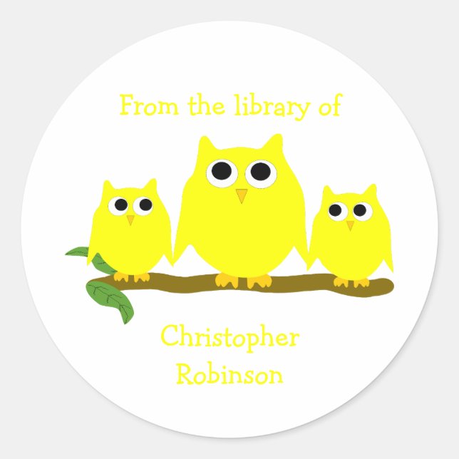 Yellow Owls Design Bookplate (Front)