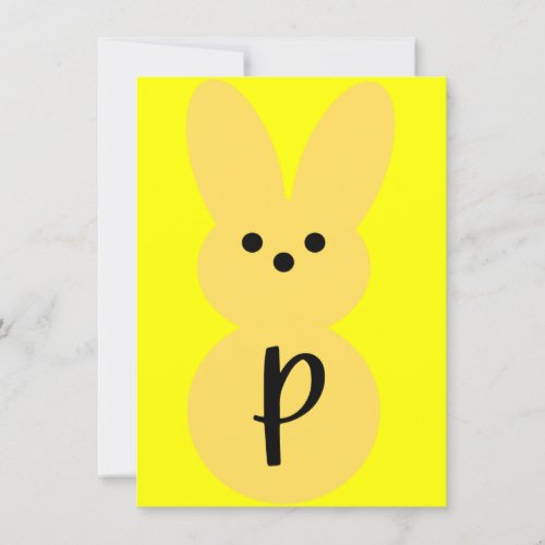 Yellow P Bunny Shape Easter Bunting Banner Card 