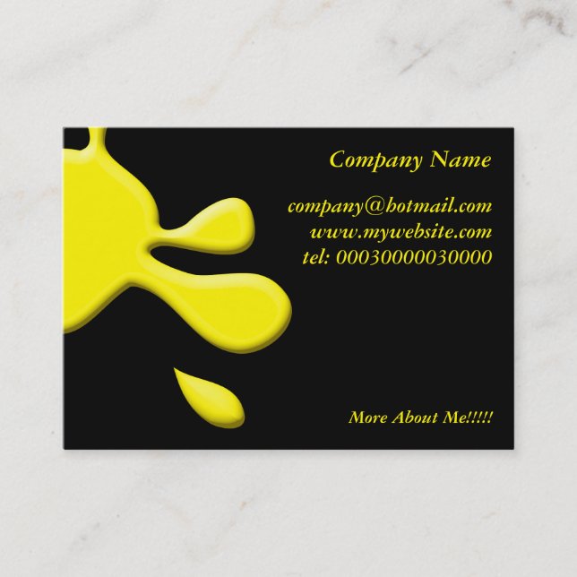 Yellow Paint Splodge Business Card (Front)