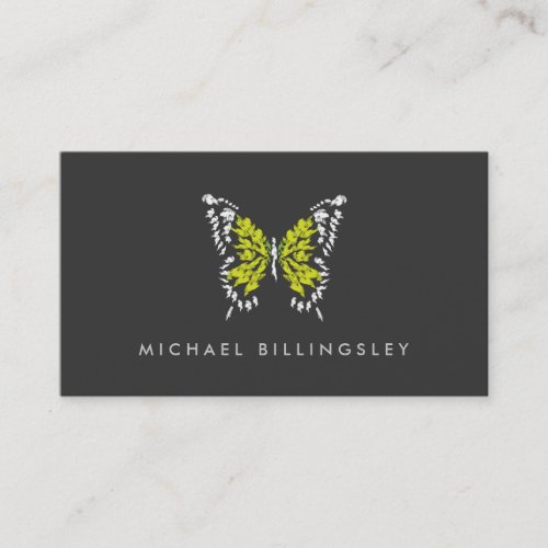 Yellow Painted Butterfly Logo on Dark Gray Business Card