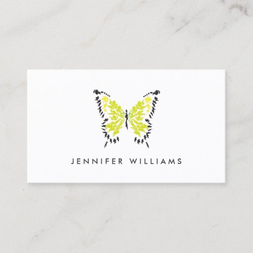 Yellow Painted Butterfly Logo on White Business Card