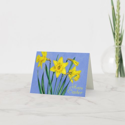 Yellow painted Daffodils Easter card