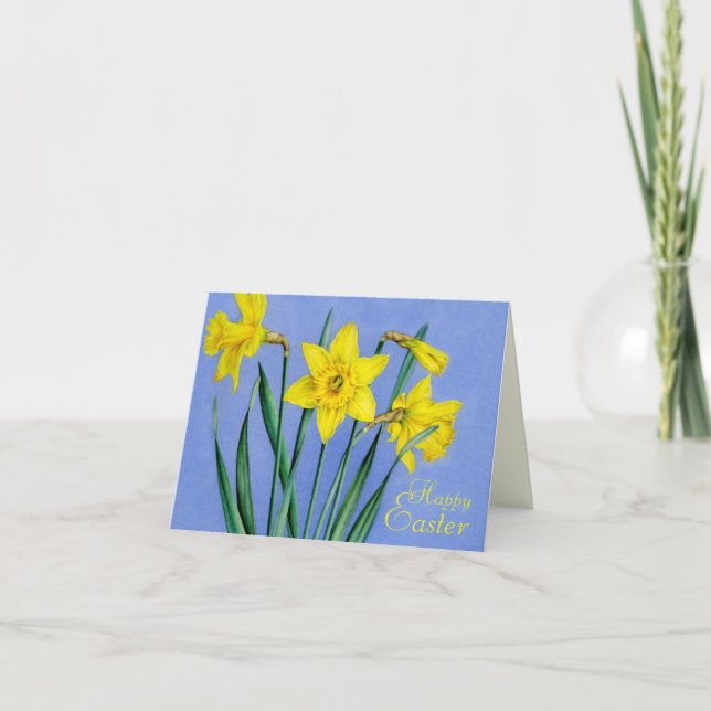 Yellow painted Daffodils Easter card (Front)