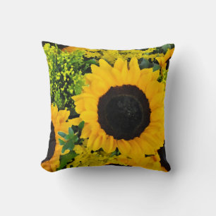 Yellow painted sunflowers throw pillow