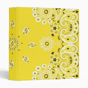 Yellow paisley bandanna 1 inch 3 ring binder