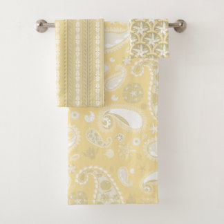 Yellow Paisley Bath Towel Set