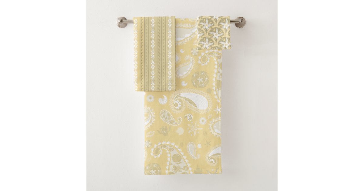 Yellow Paisley Bath Towel Set Zazzle