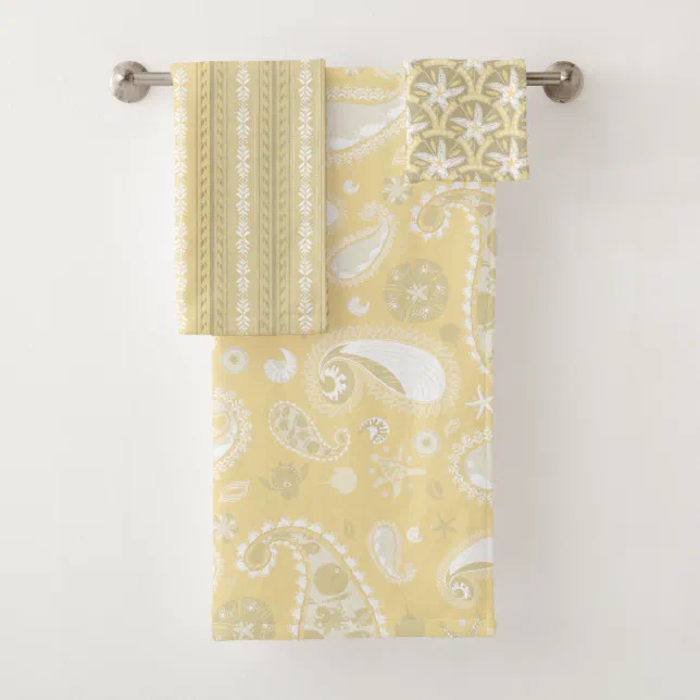Yellow Paisley Bath Towel Set Zazzle