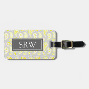 Yellow Paisley Custom Monogram Luggage Tag