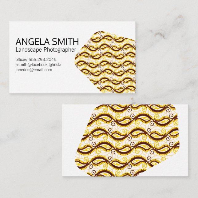 Yellow Paisley Pattern Business Card (Front/Back)
