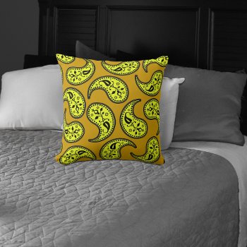 Yellow Paisley Throw Pillow by machomedesigns at Zazzle