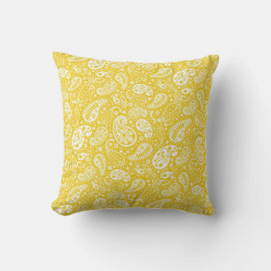 Yellow Paisley Throw Pillow