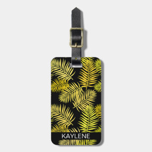 Yellow Palm Leaves Personalized Luggage Tag