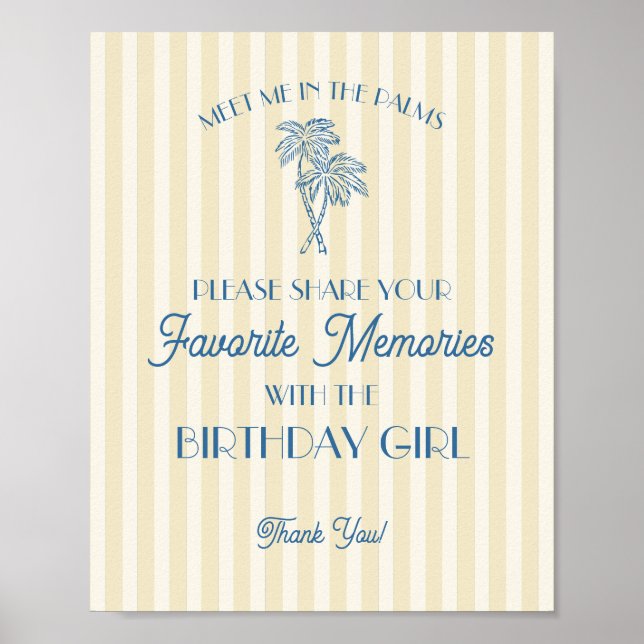 Yellow Palm Spring Favorite Memories with Birthday Poster (Front)