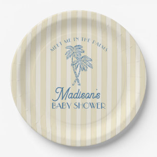 Yellow Palm Spring Pastel Beach Baby Shower Paper Plates