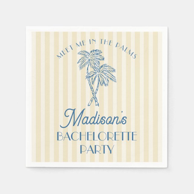 Yellow Palm Spring Pastel Beach Bachelorette Party Napkins (Front)