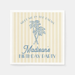 Yellow Palm Spring Pastel Beach Birthday Party Napkins