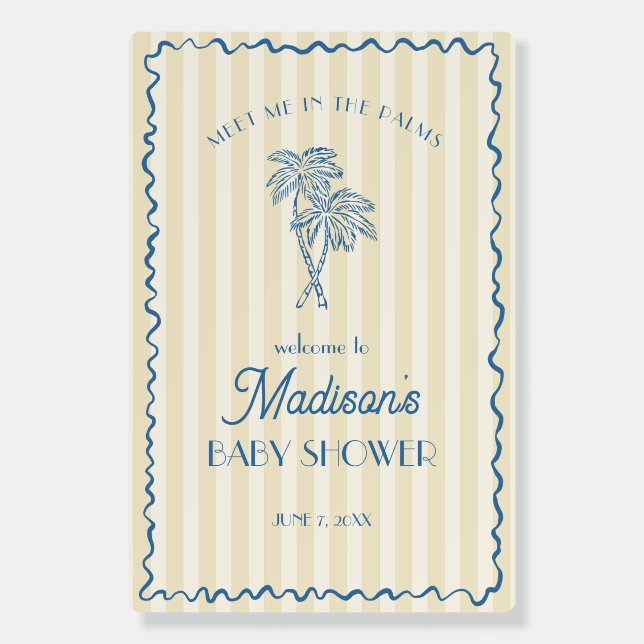 Yellow Palm Springs Beach Baby Shower Welcome Foam Board (Front)