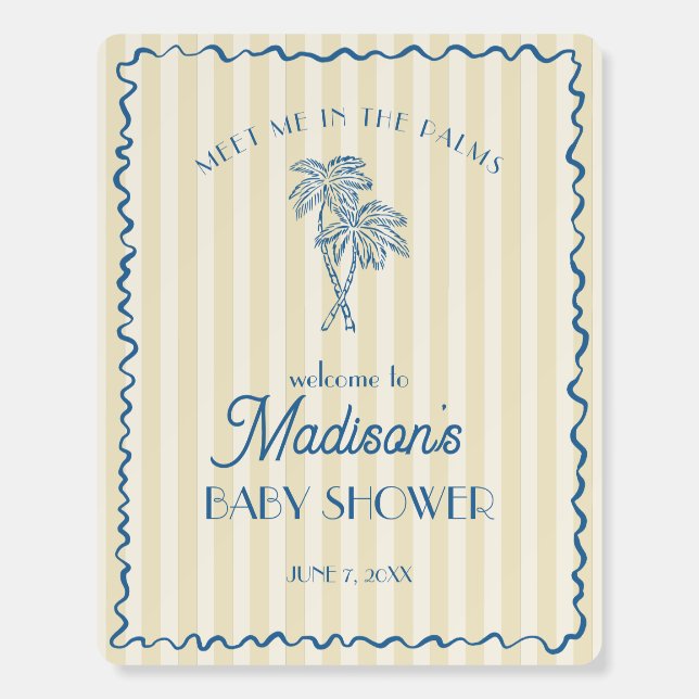 Yellow Palm Springs Beach Baby Shower Welcome Foam Board (Front)